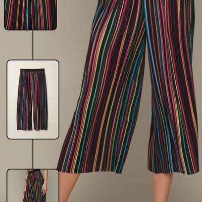 Striped wide-leg crop pant