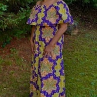 Sunset Bloom Off the Shoulder Cape Dress - Thumbnail 3
