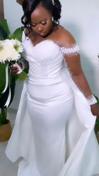 Luxury Wedding Dress, Mermaid Afrcian Girls Beading Crystals Bridal Dress Bridal Gown