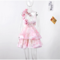 Elegant French Floral Sleeve Mini Dress  - Thumbnail 8