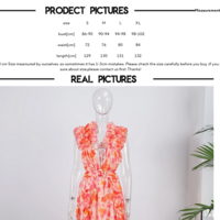 Boho Print Ruffle Long Dress with Hollow Out Detail  - Thumbnail 7