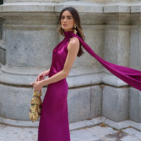 Elegant Halter Backless Long Satin Party Dress for Women - Thumbnail 4