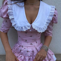 Chic Bodycon Mini Dress with Doll Collar - Thumbnail 5
