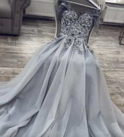Prom Dresses Straps with Appliques Flowers
