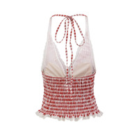 Plaid Halter Neck Deep V-Neck Sleeveless Camisole - Thumbnail 1