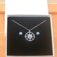 GIFT BOX SET/Sterling Silver Blue Opal Compass Necklace/Opal Necklace/Blue Opal Necklace/Opal Jewellery/Opal Jewelry/Opal Earrings/October Birthstone - Thumbnail 10