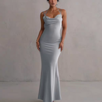 Silver Silk Satin Bridesmaid Dress,Backless Bridesmaid Dresses,Mermaid Bridesmaid Dresses,CB0049 - Thumbnail 1