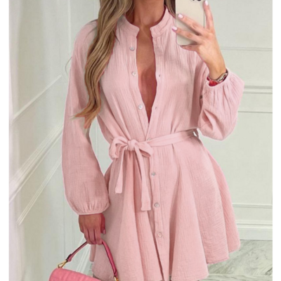 Pink long sleeved casual dress