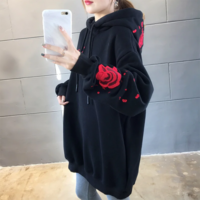 Crane and Rose Embroidered Hoodie - Thumbnail 2
