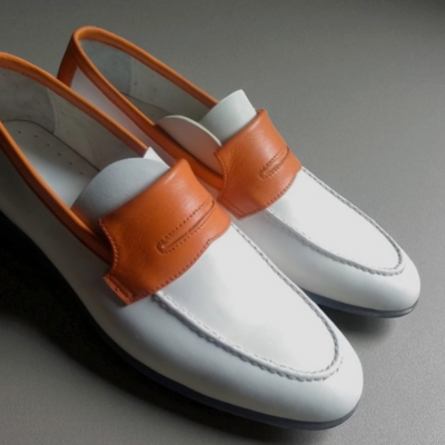Crafted leather men classic white leather moccasin loafers dress shoes