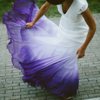 A line v neck ombre formal prom dresses, wedding dresses - Thumbnail 1