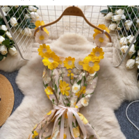 Luxury Chic 3D Floral Embroidered Bandage Party Dress - Thumbnail 1
