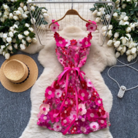 Luxury Chic 3D Floral Embroidered Bandage Party Dress - Thumbnail 5