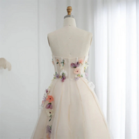 Classy A-Line V-Neck Dress with 3D Flower Embroidery - Thumbnail 1