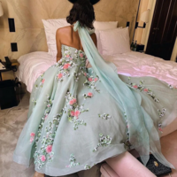 Elegant A-Line Lace Halter Tulle Formal Dress for Women - Thumbnail 1