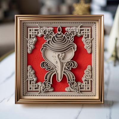 Stereowood auspicious conch wooden wall art,desktop decoration,laser cut arts
