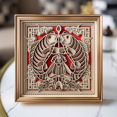 Stereowood fish wooden wall art,desktop decoration,laser cut arts and cra,3d art