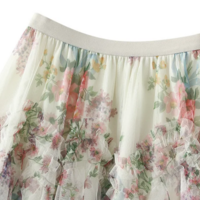 Vintage High Waist Boho Irregular Patchwork Floral Mesh Skirt - Thumbnail 1