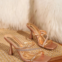 Elegant Crystal Embellished Women Rhinestone Sandals - Thumbnail 1