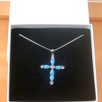 BOXED GIFT/Sterling Silver Blue Opal Cross Pendant & Chain/Blue Opal Necklace/Cross Pendant/Cross Jewellery/Opal Jewellery/UK - Thumbnail 6