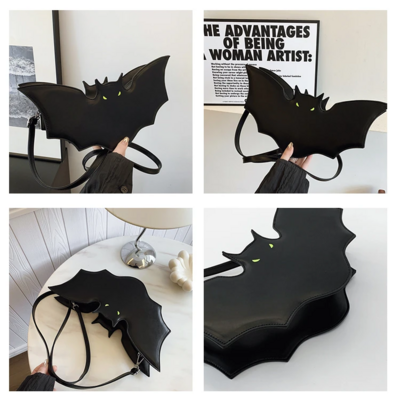  PU Leather Black Bat Shoulder Bag