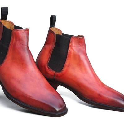 Crafted leather handmade men brown leather chelsea boot - Thumbnail 1