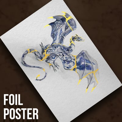 Kintsugi dragon - premium metallic poster - Thumbnail 1
