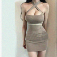 Cross-shoulder design hip skirt - Thumbnail 1