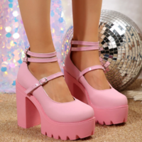 Chunky Heels Platform Fashion Shoes - Thumbnail 3
