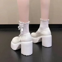 Gothic Kawaii Ankle Strap Chunky Heels Shoes - Thumbnail 4
