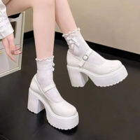 Gothic Kawaii Ankle Strap Chunky Heels Shoes - Thumbnail 7