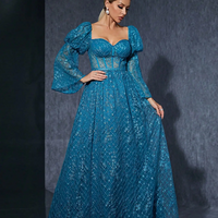 MgiacyTop embroidered lace lantern long sleeve high-end evening dress - Thumbnail 3
