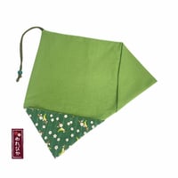 Japanese Cotton Chopstick Sleeve – Uguisu (Japanese Bush Warbler) & Plum Blossom Pattern – Green (MCC0004-01-UG) - Thumbnail 3