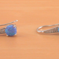 BOXED GIFT/Sterling Silver Blue Opal & Cz Earrings/Blue Opal Hook Earrings/Opal Earrings/Opal Jewellery/Opal Jewelry/UK - Thumbnail 3
