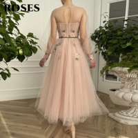Luxury Elegance Lace and Tulle Lantern Sleeve Evening Dress - Thumbnail 1