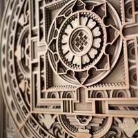 STEREOWOOD Mandala1 Multi-Layer Wooden Wall Art, Stereoscopic 3D Decor, Living Room Decor, Bedroom Decor, Laser Cut Artscor, Laser Cut Arts and Crafts - Thumbnail 4