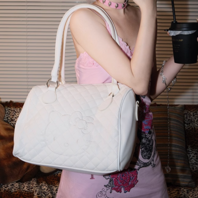 Cute cat tote bag cute sweet girl soft leather shoulder handbag