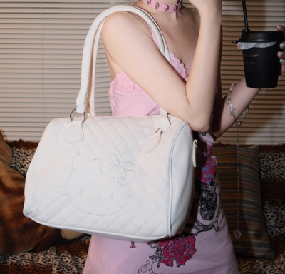 Cute cat tote bag cute sweet girl soft leather shoulder handbag