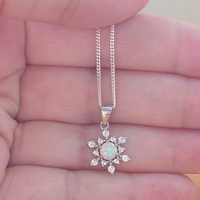 BOXED GIFT/Sterling Silver White Opal & CZ Snowflake Pendant & Chain/Opal Necklace/Opal Jewellery/Opal Jewelry/Snowflake Necklace/UK - Thumbnail 4