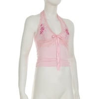 Vintage embroidered lace halter neck suspenders - Thumbnail 5