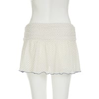 Sexy contrasting polka dot ruffled ribbon skirt - Thumbnail 1