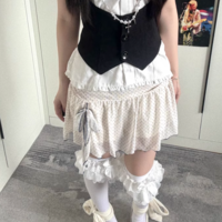 Sexy contrasting polka dot ruffled ribbon skirt - Thumbnail 3