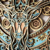 STEREOWOOD Mystic Deer Multi-Layer Wall, Large Geometric Wood Wall Art - Thumbnail 3