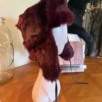 Rabbit trapper hat burgandy - Thumbnail 2