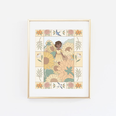 Fairy in the flowers - summer print - Thumbnail 1
