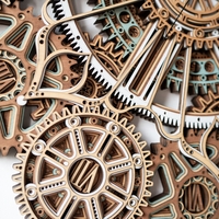 STEREOWOOD Celestial Gear Wall Clock, 3D Geometric Wood Art, Multi-Layer Mandala Clock, Handmade Wood Decor, Modern Wall Art for Home Office - Thumbnail 7