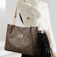 Vintage Geometric Tote Bag Synthetic Leather Letter "M" Design for Women Handbag - Thumbnail 1