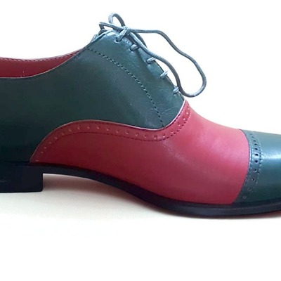 Crafted leather classic men two tone leather oxford lace up dress shoes