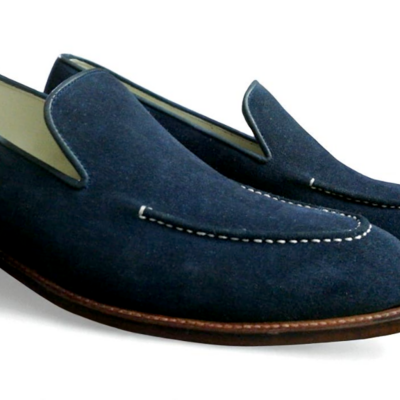 Crafted leather classic blue suede leather moccasin loafers dress shoes