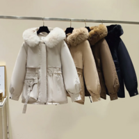 Fleece Lined Hooded Down Jacket  Warm Winter Coat for Women - Thumbnail 4